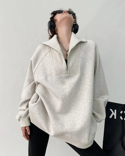 Sweat à capuche oversize avec fermeture éclair