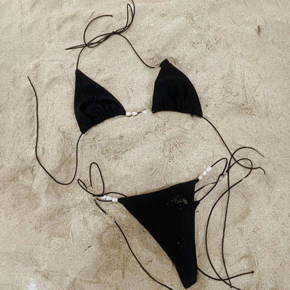 Bikini brillant deux pièces à bretelles réglables