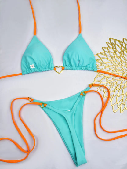 Bikini deux pièces avec détails cœurs dorés