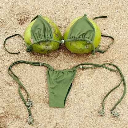 Bikini brillant deux pièces à bretelles réglables