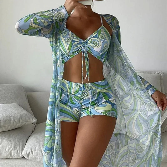 Tankini deux pièces fleuri style sport chic