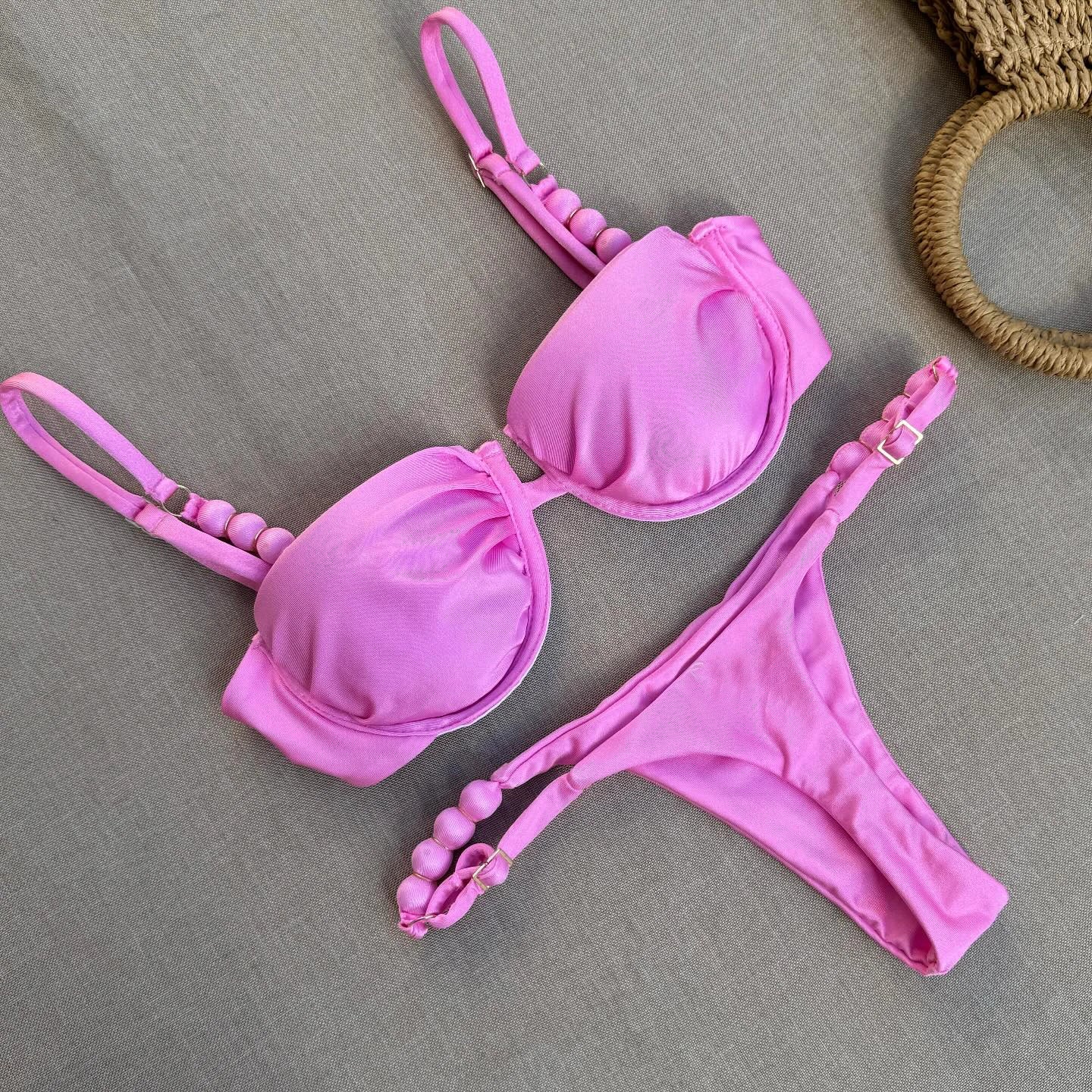 Bikini brillant deux pièces à bretelles réglables