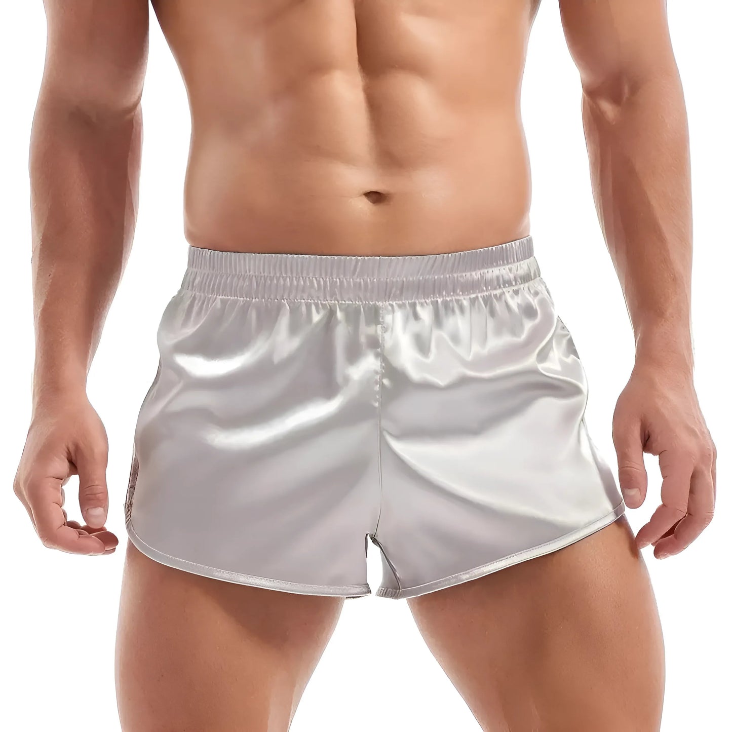 Argent Shorts en satin pour hommes