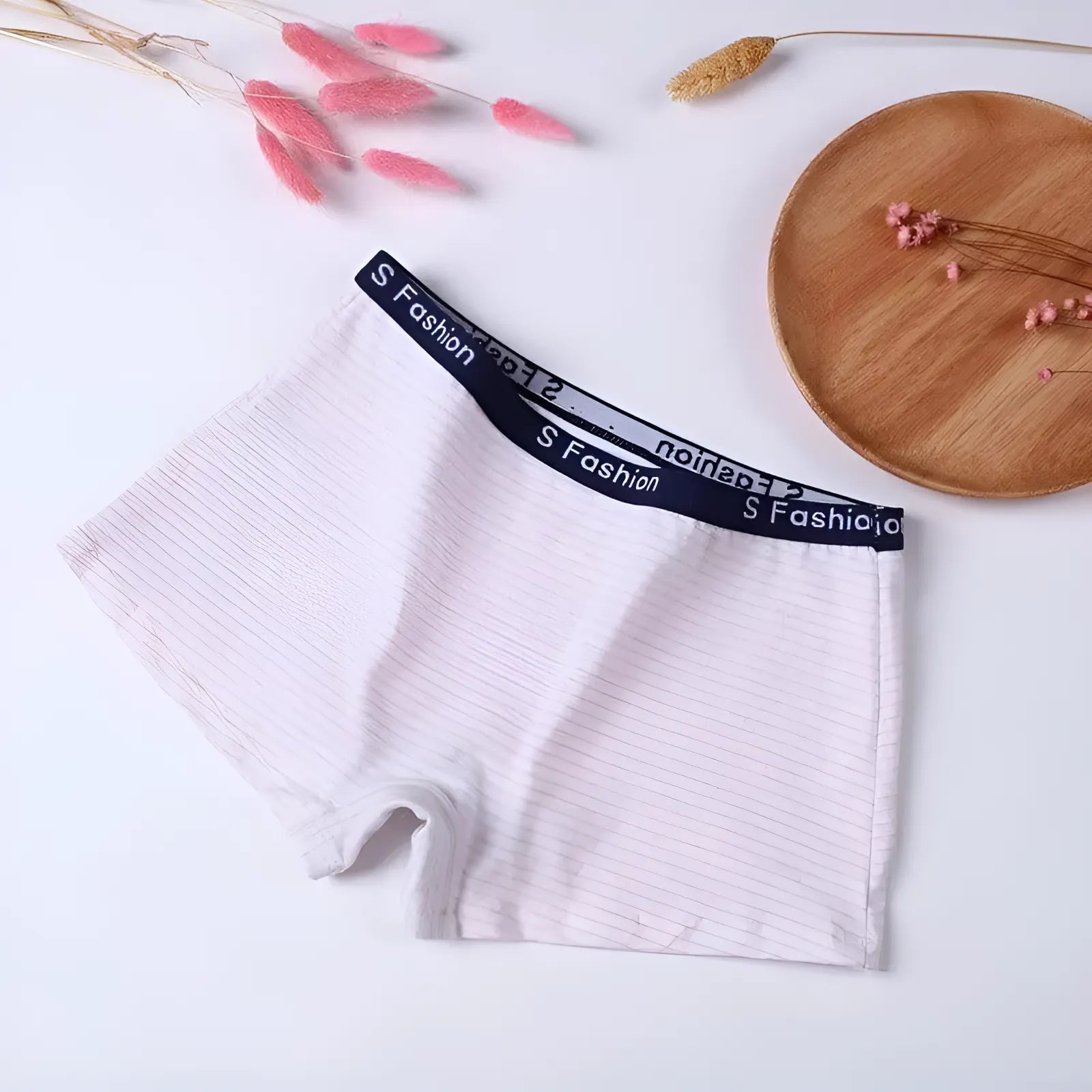 Beige Boxers rayés pour femmes