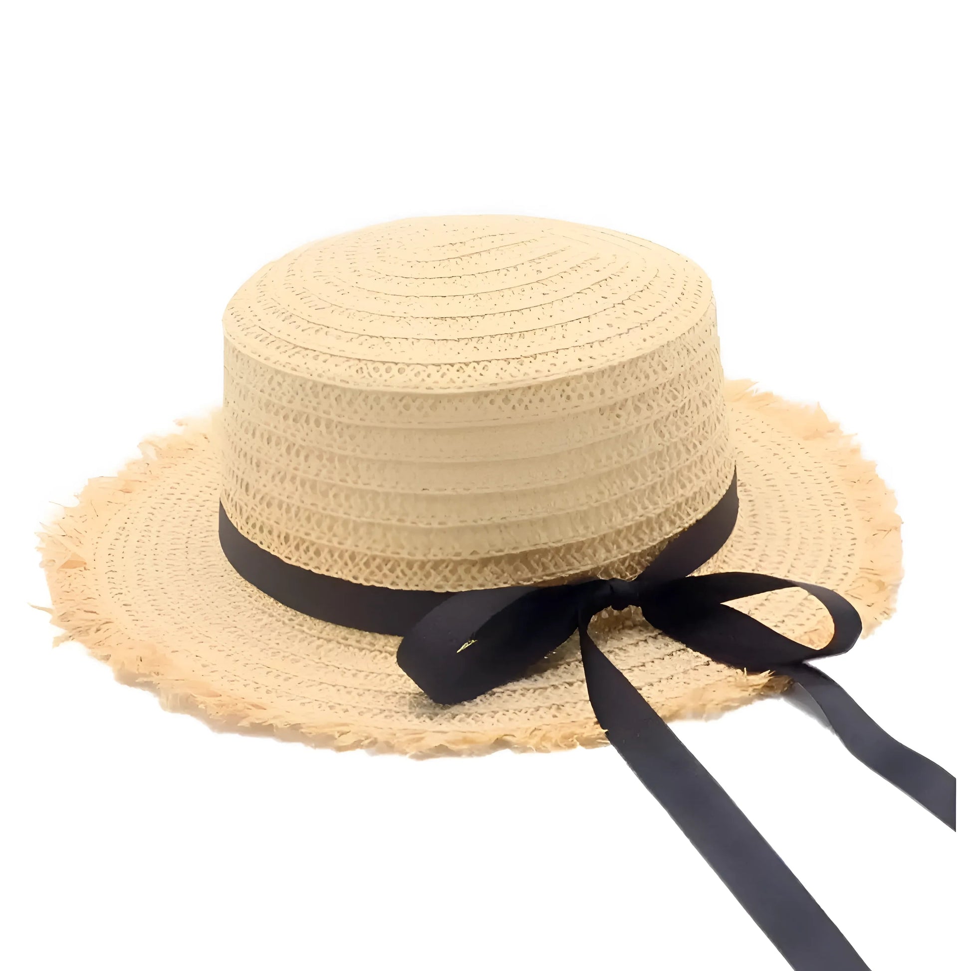 Beige Chapeau de plage avec nœud