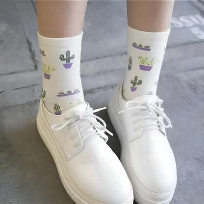 Beige Chaussettes longues en cactus