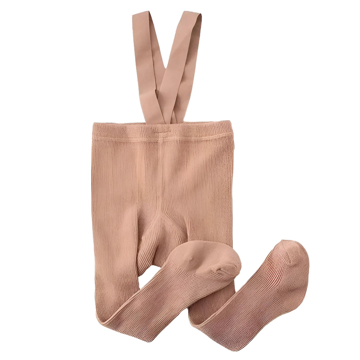 Beige Collants avec bretelles pour enfants