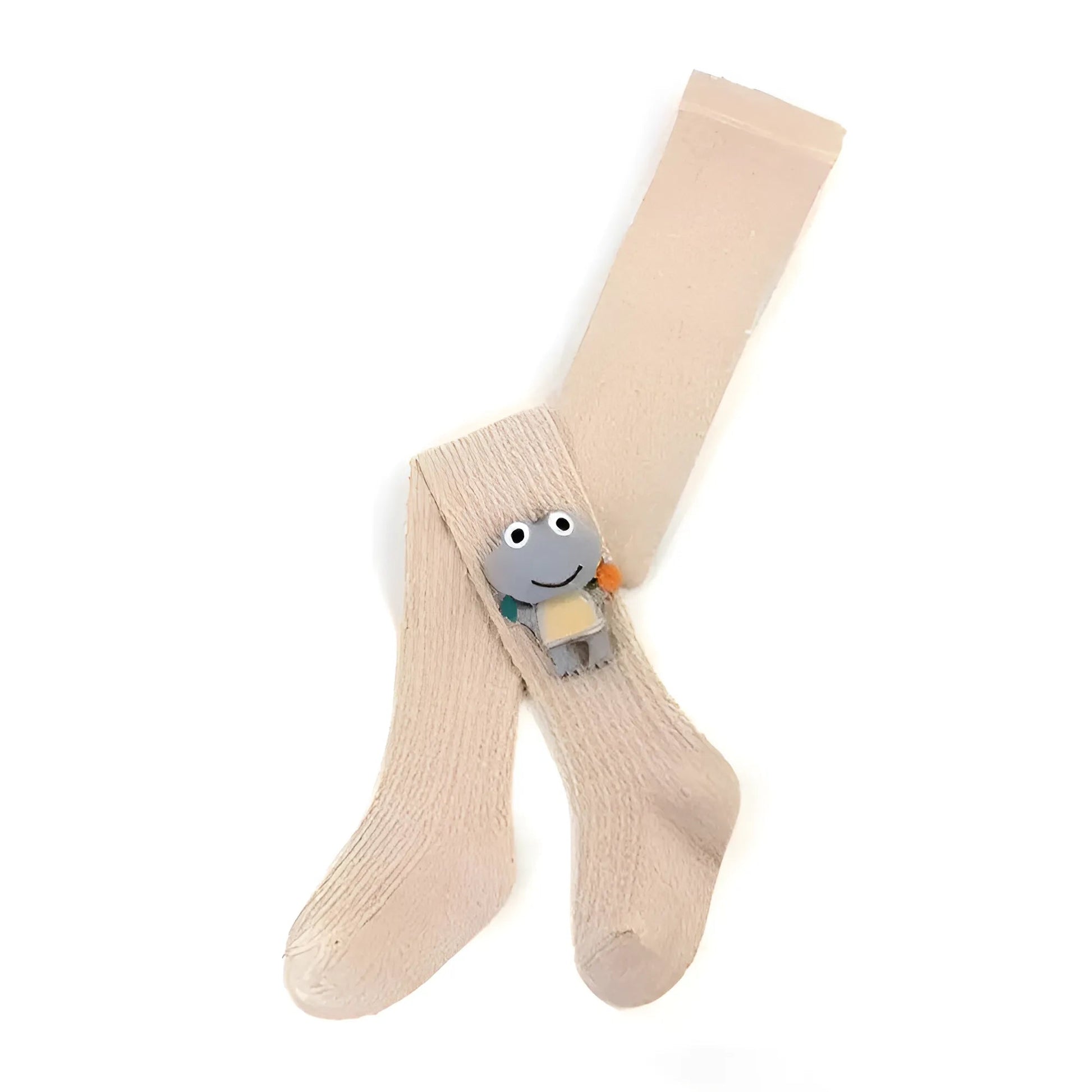 Beige Collants pour enfants avec design de grenouille