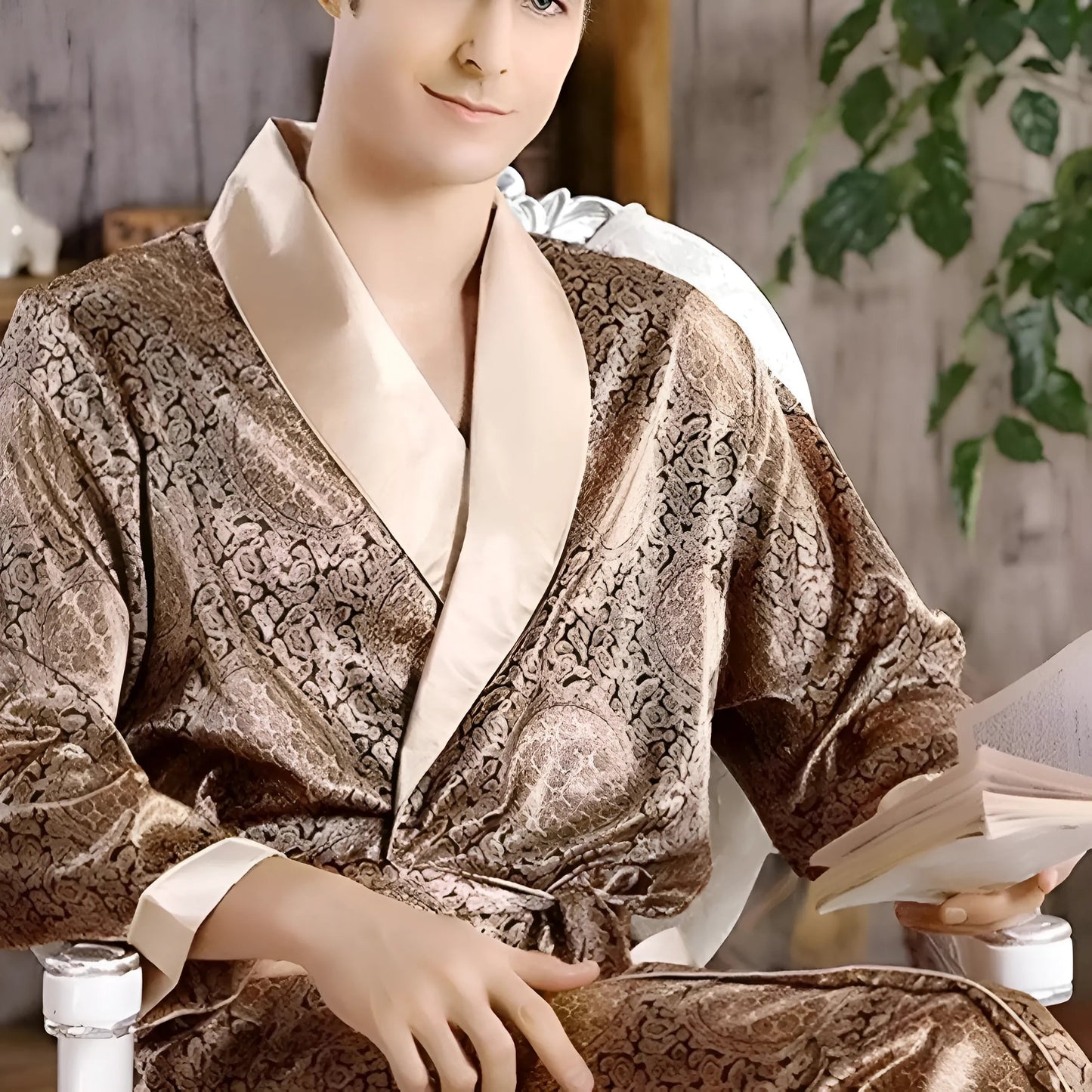 Beige Robe à motifs pour hommes