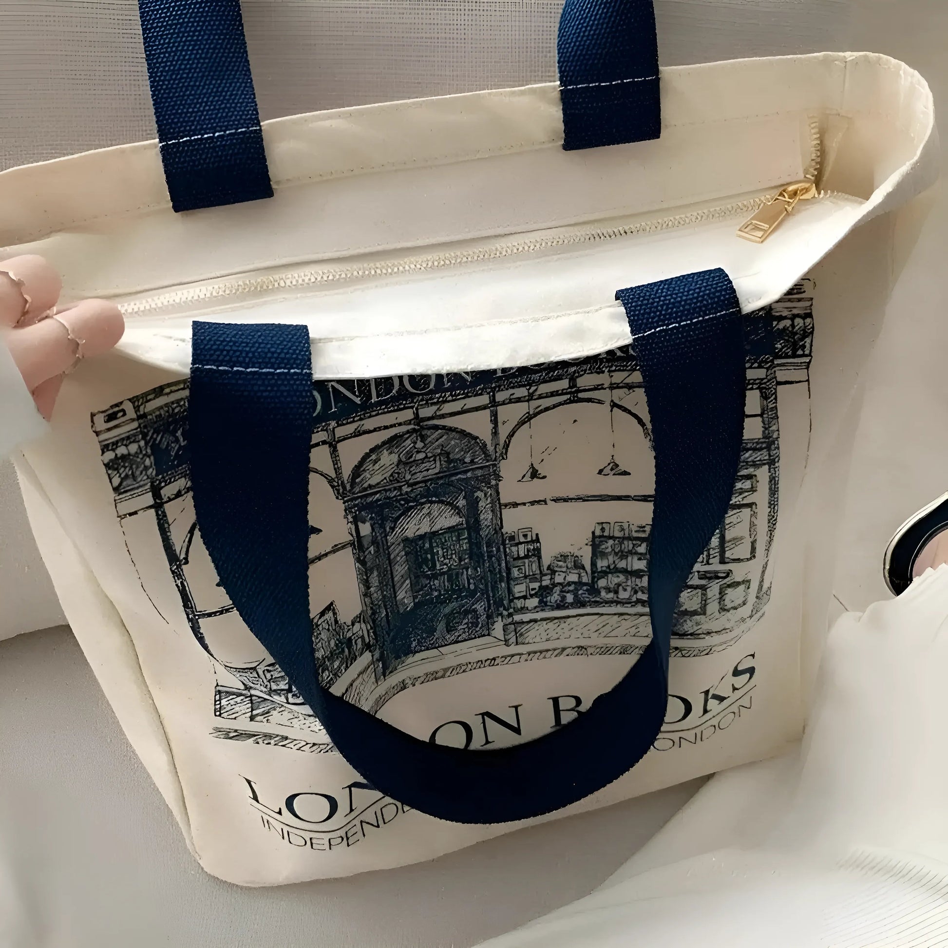 Beige Sac à épaule en toile de plage