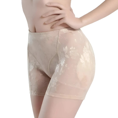 Beige Shorts push-up en dentelle pour un effet rehaussé des fesses et des hanches