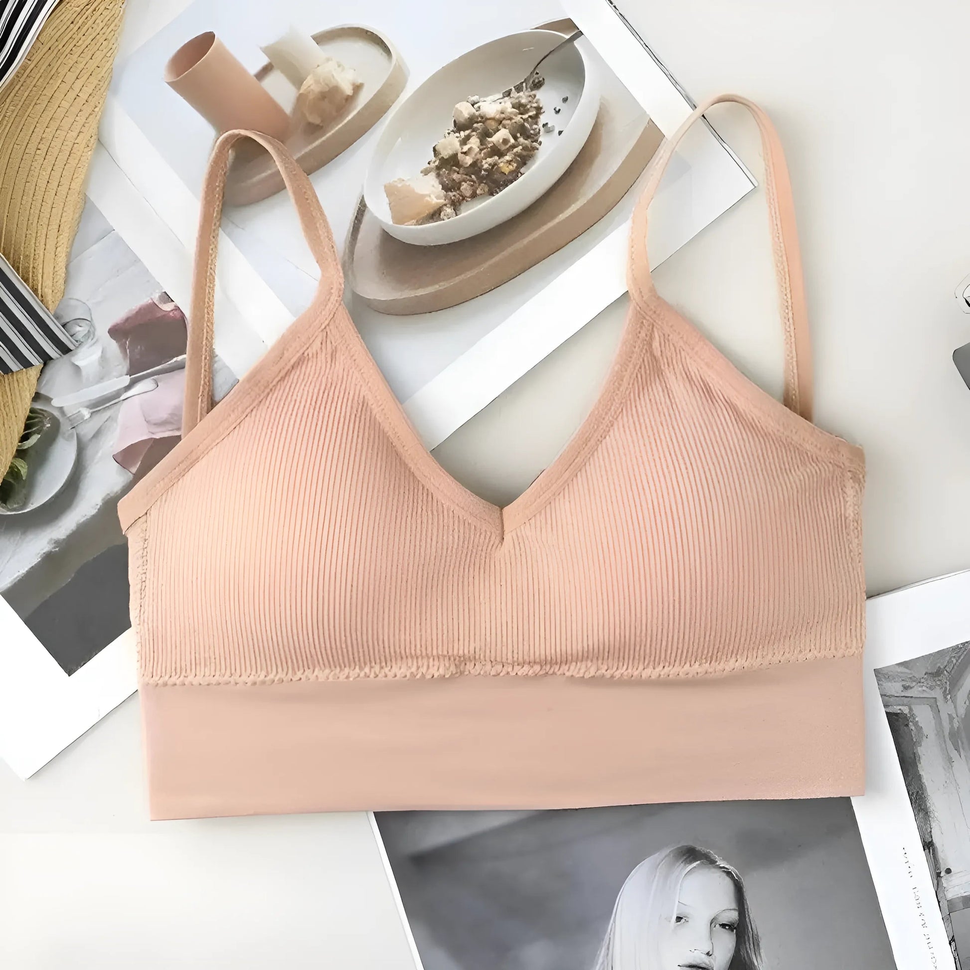 Beige Soutien-gorge à dos bas