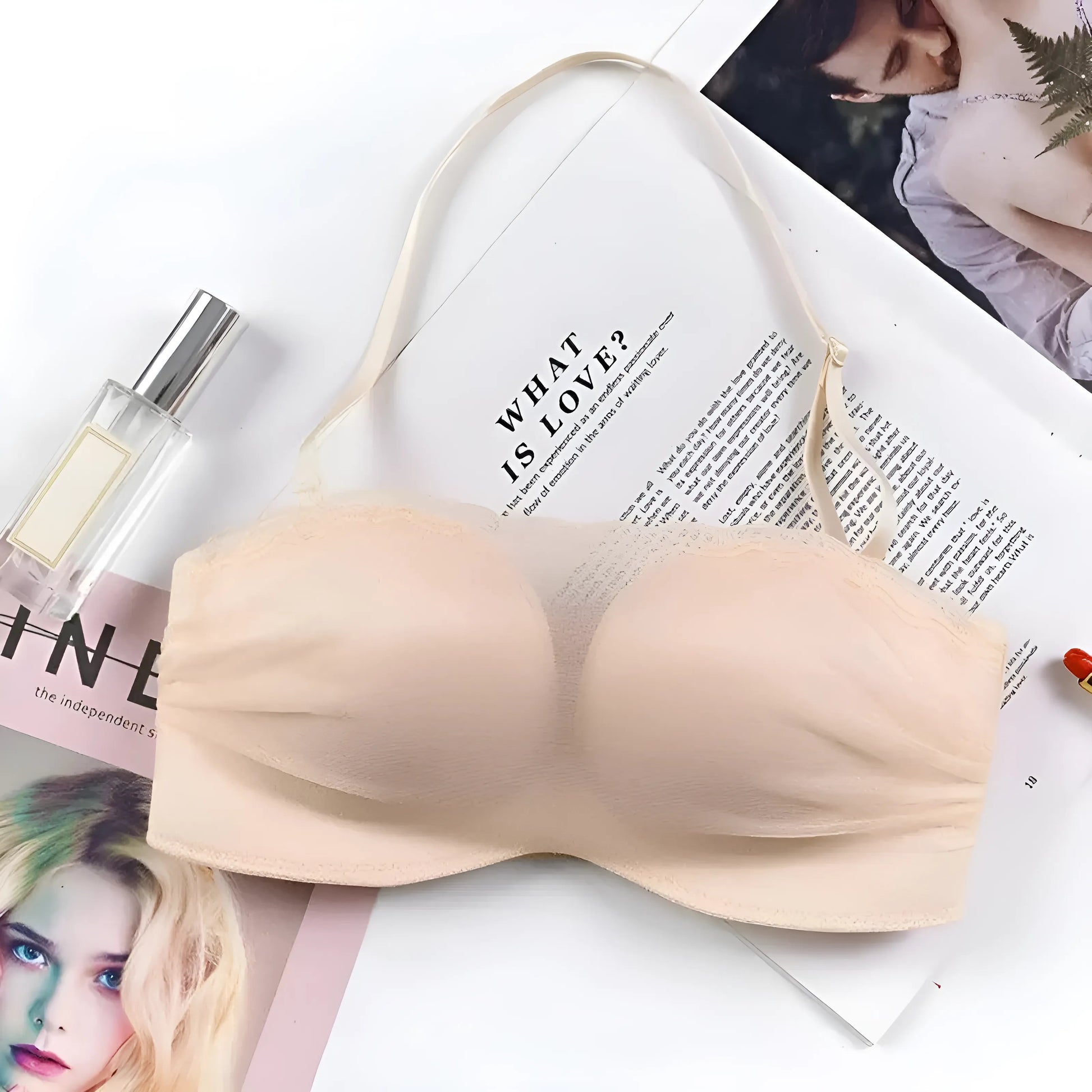 Beige Soutien-gorge Bardot avec détails en mesh