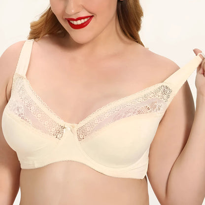 Beige Soutien-gorge en dentelle grandes tailles avec détail en nœud