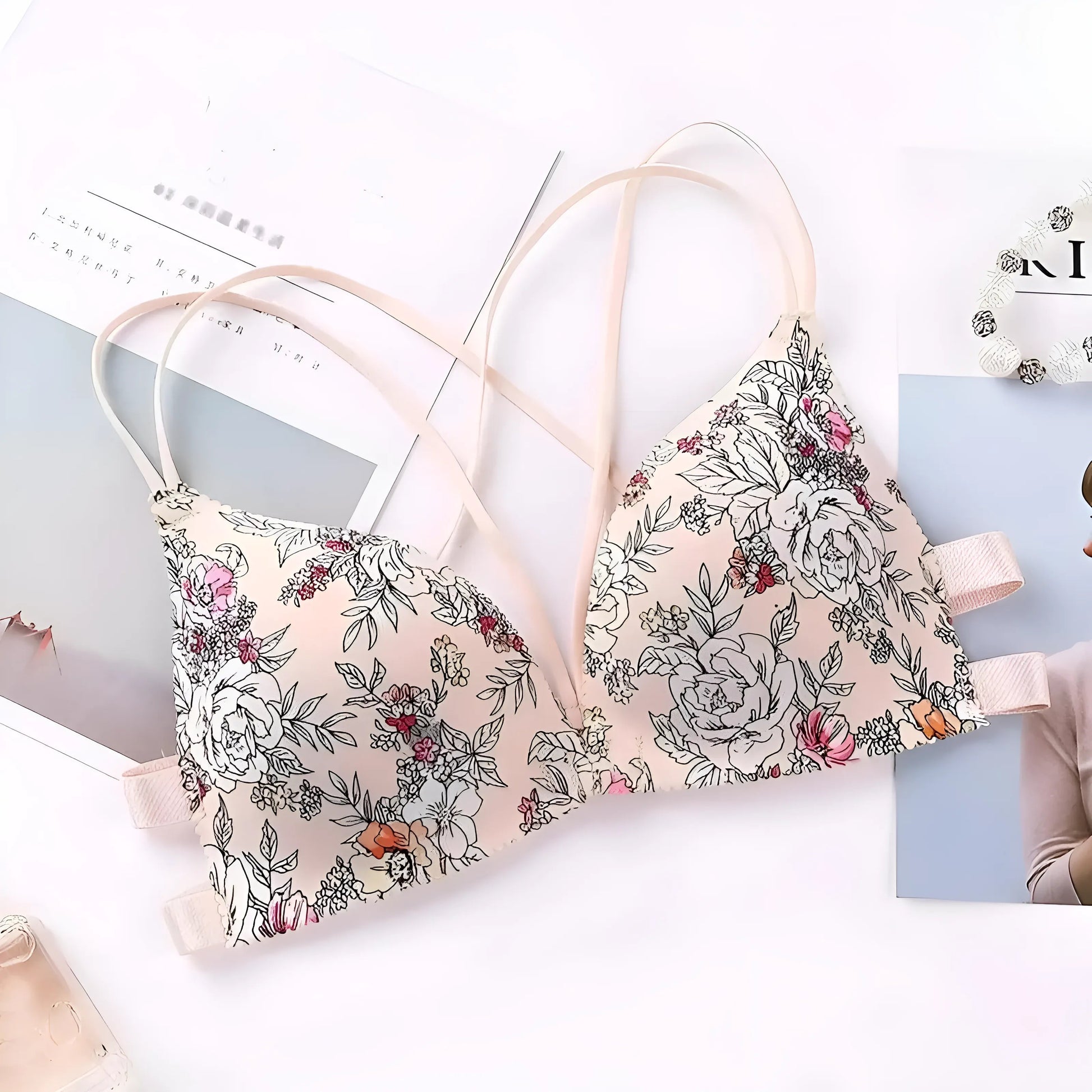 Beige Soutien-gorge push-up avec bretelles