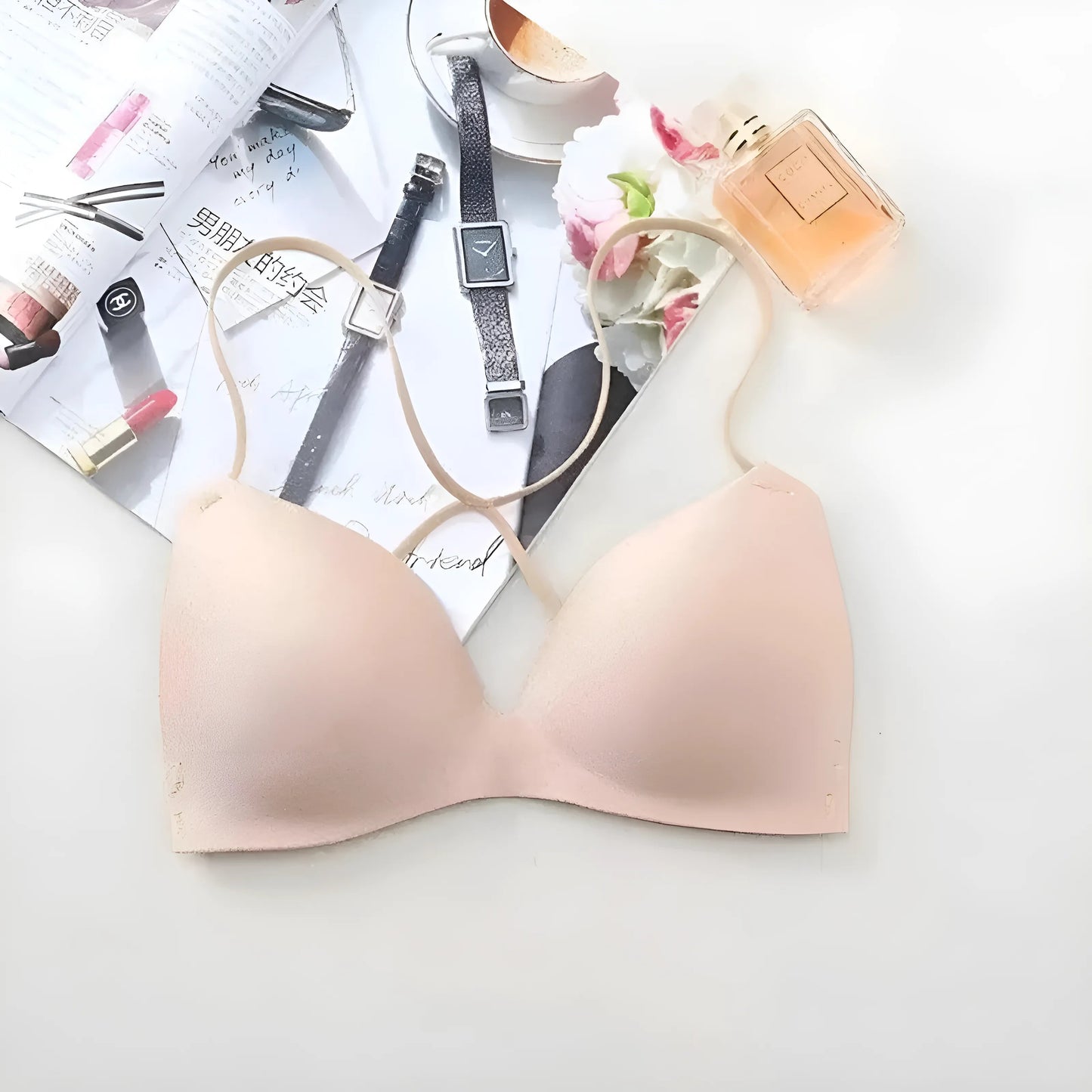 Beige Soutien-gorge push-up sans couture