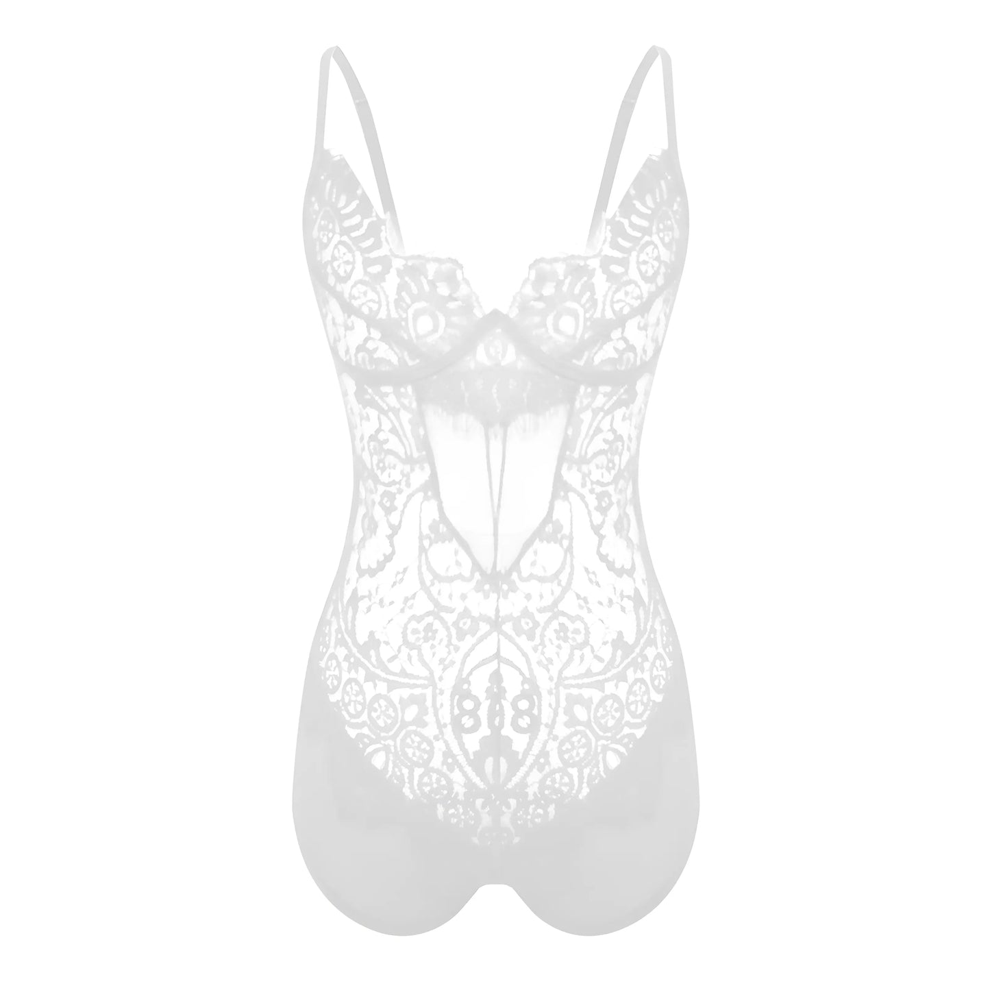 Blanc Body en dentelle délicate avec inserts en mesh