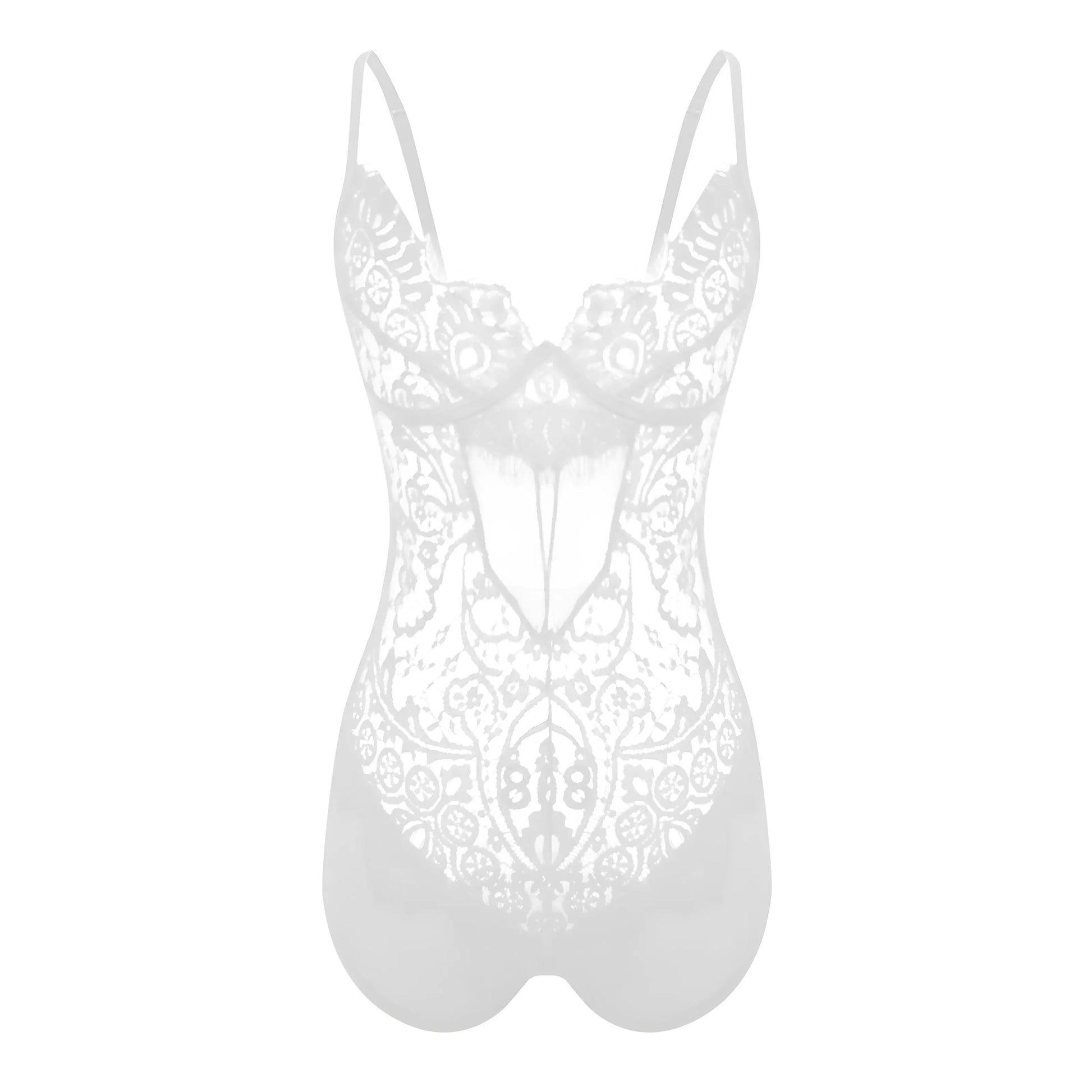 Blanc Body en dentelle délicate avec inserts en mesh