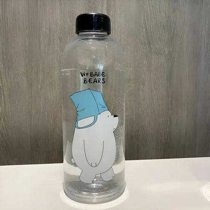 Blanc Bouteille d'eau imprimée avec des ours en peluche