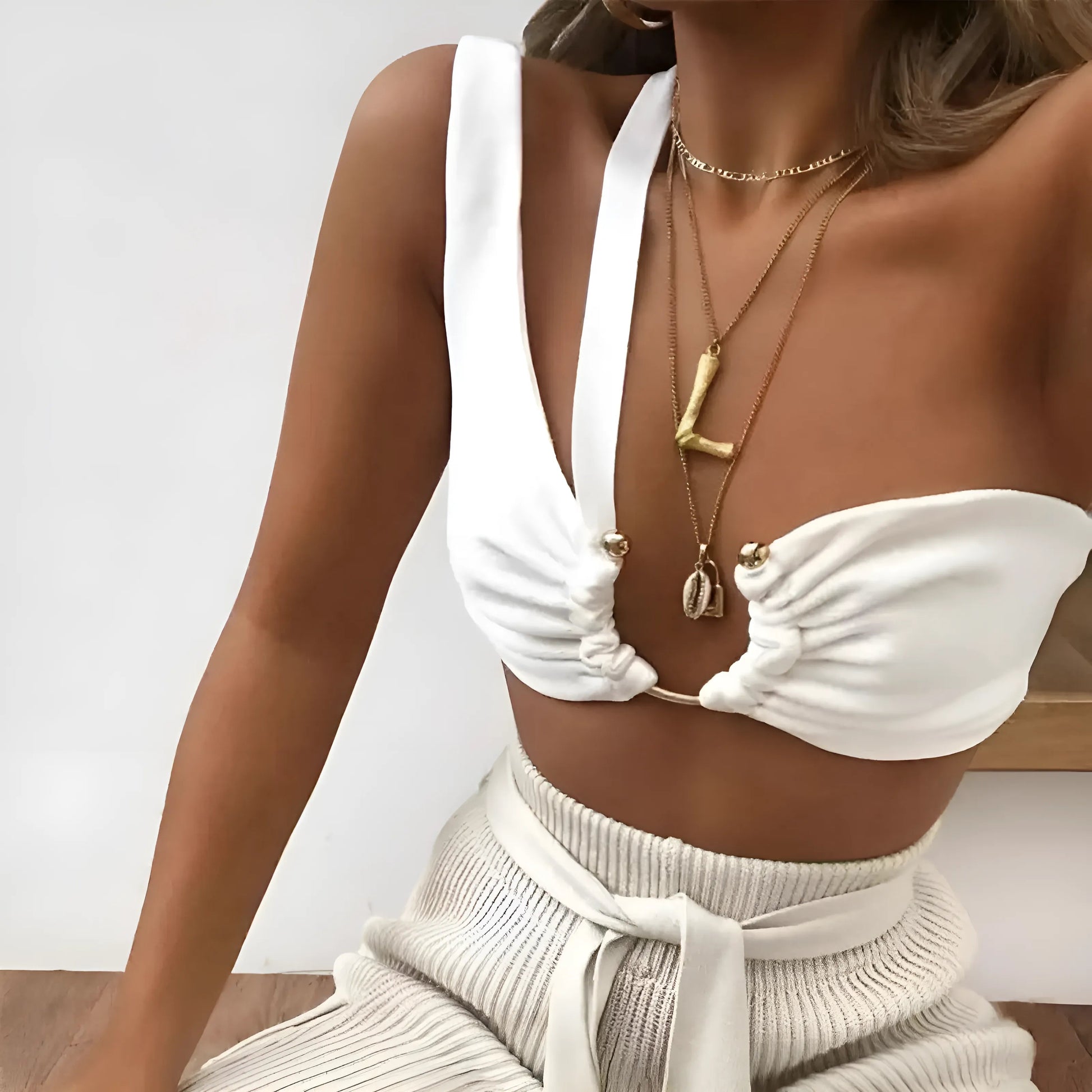 Blanc Bralette asymétrique