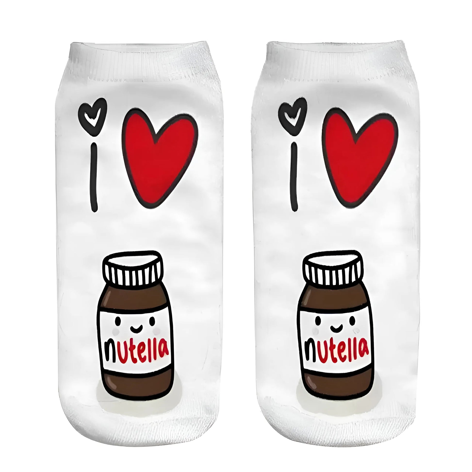 Blanc Chaussettes courtes à motif Nutella