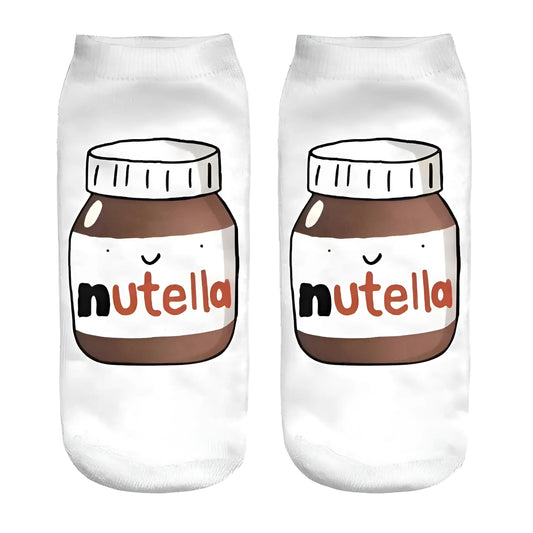 Blanc Chaussettes courtes à motif Nutella