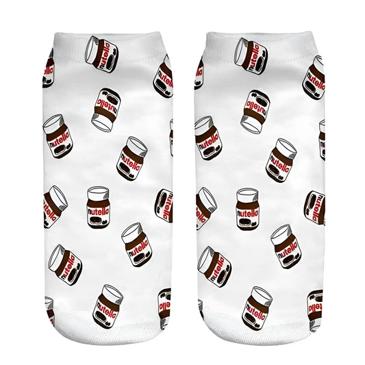 Blanc Chaussettes courtes à motif Nutella