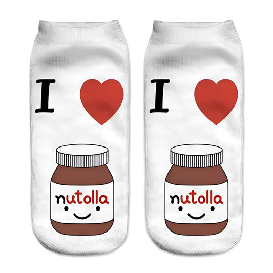 Blanc Chaussettes courtes à motif Nutella