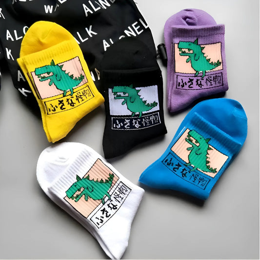 Blanc Chaussettes de dinosaure pour femmes