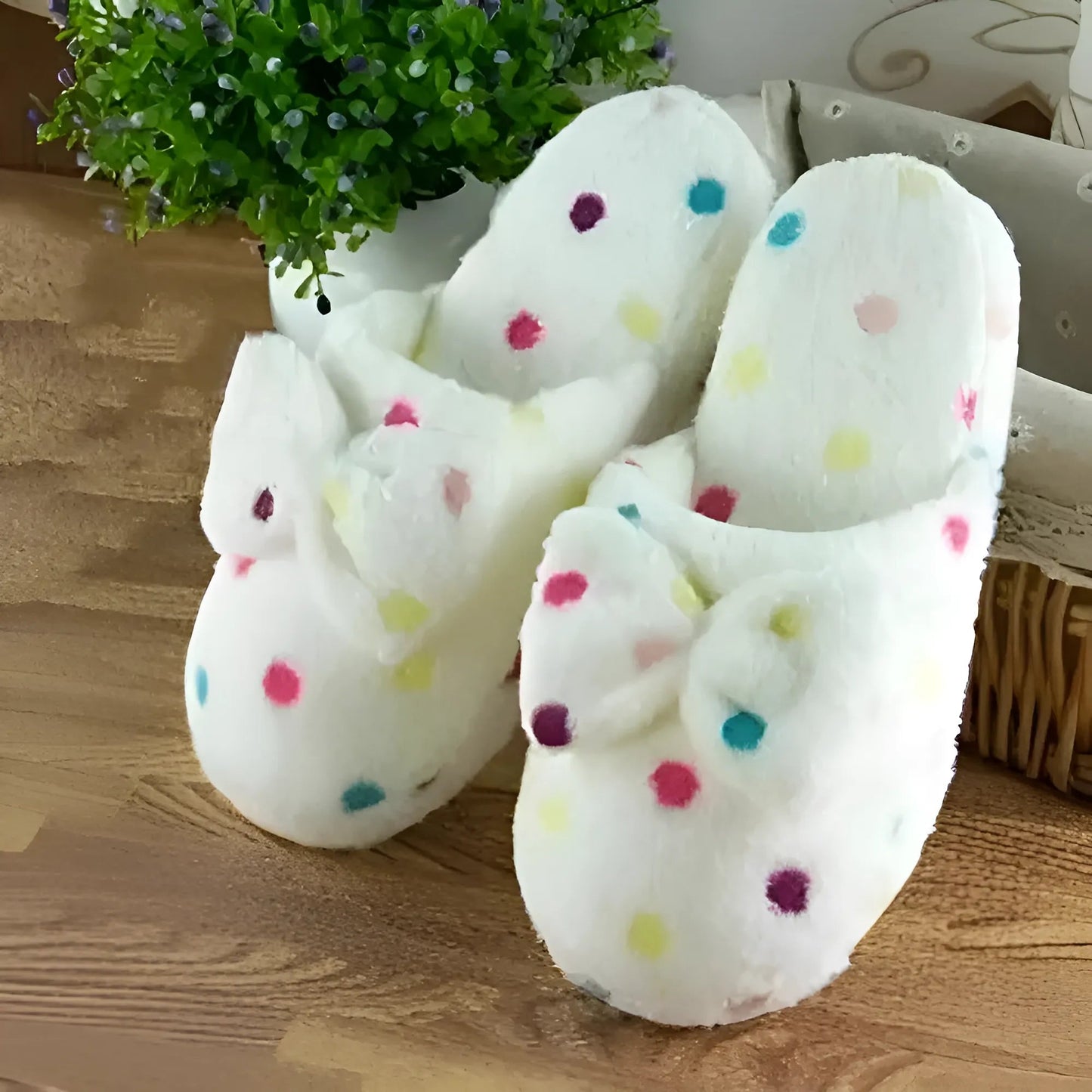 Blanc Chaussons avec nœud