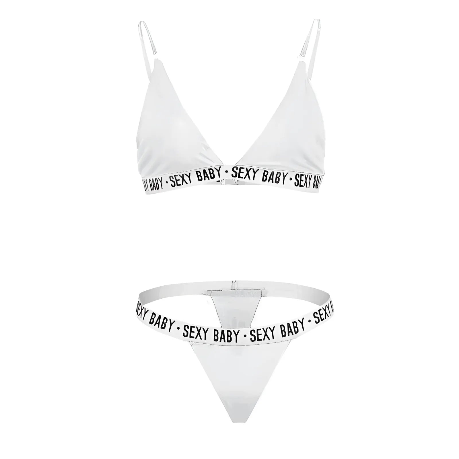 Blanc Ensemble de lingerie avec impression 'SEXY BABY'