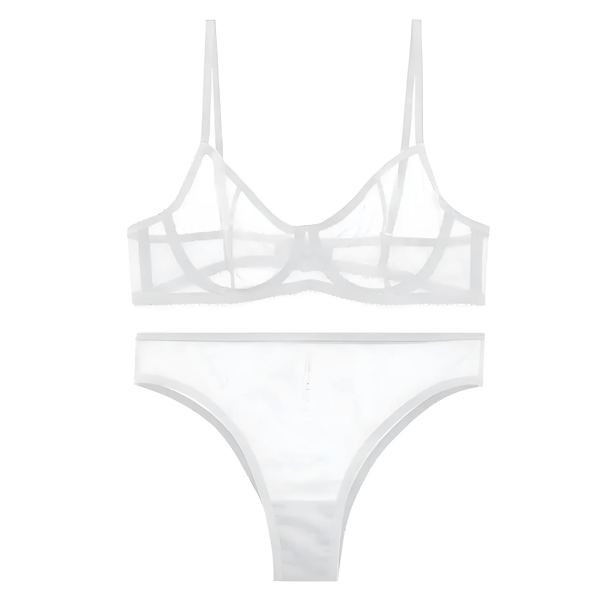 Blanc Ensemble de lingerie en fine maille