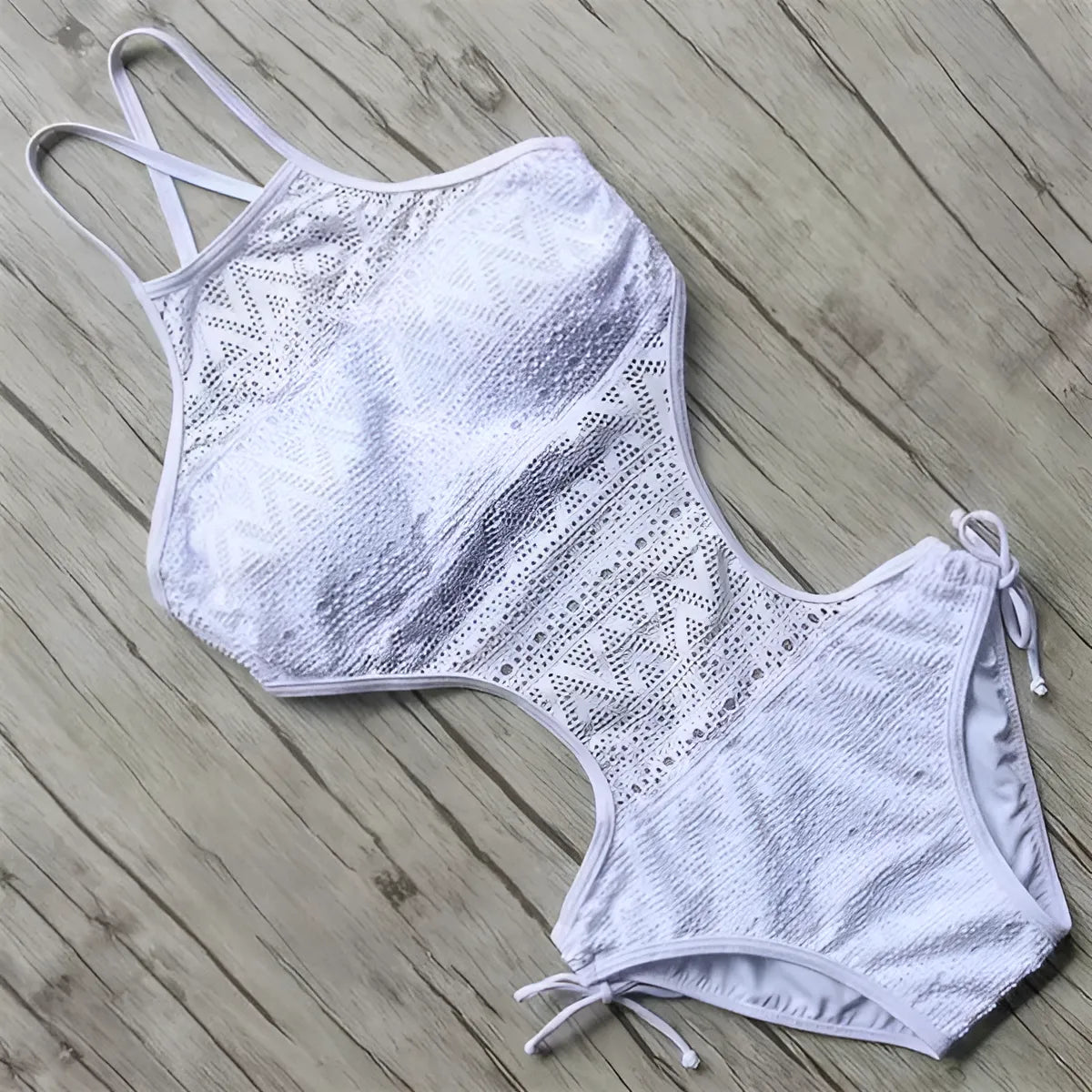 Blanc Maillot de bain une pièce sans dos