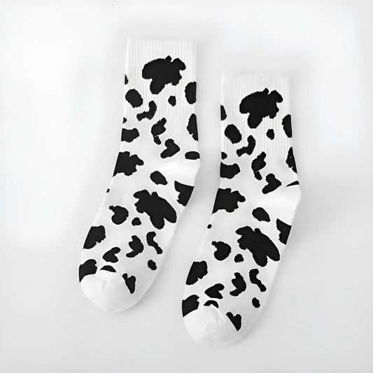 Blanc-Noir Chaussettes à motif vache