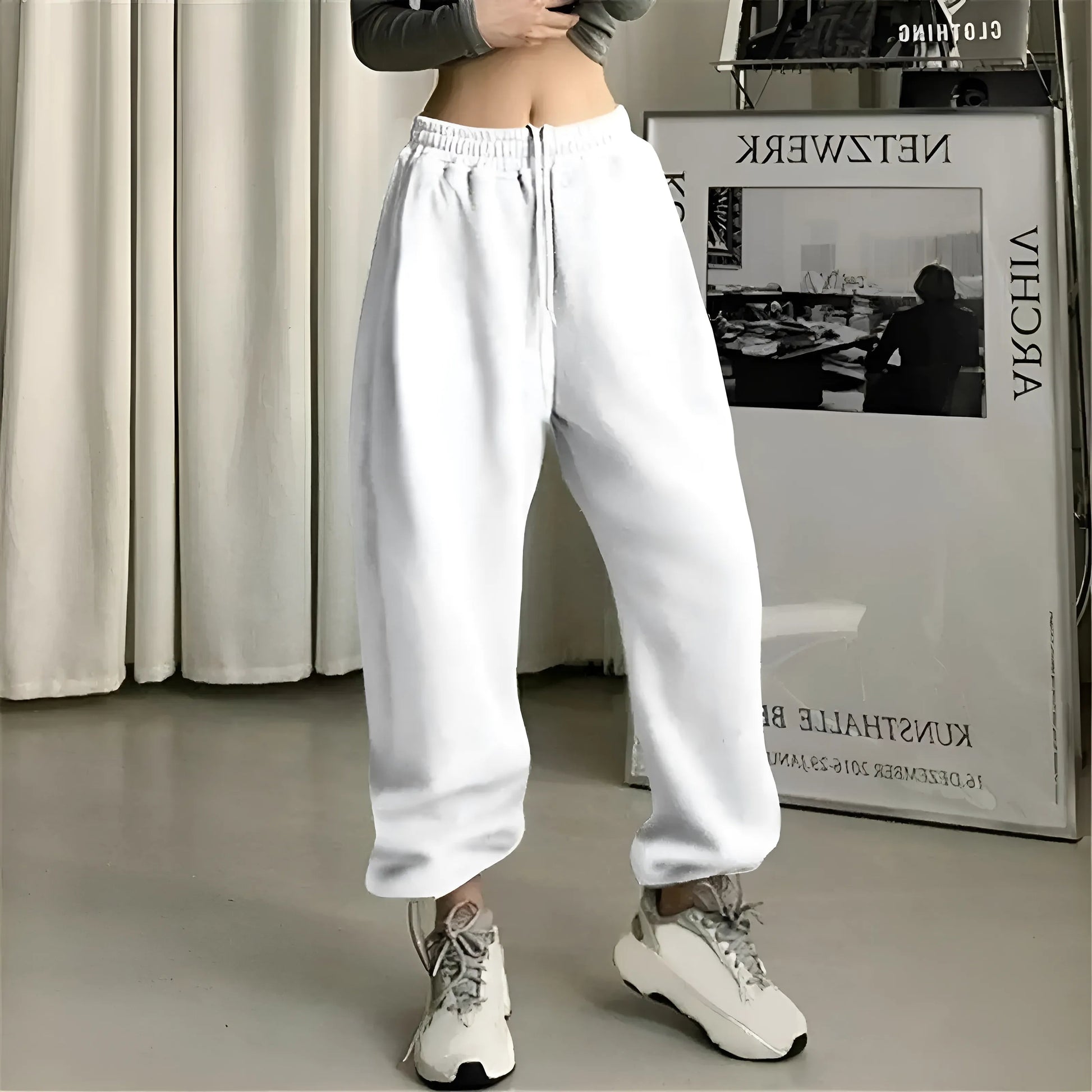 Blanc Pantalons de survêtement amples