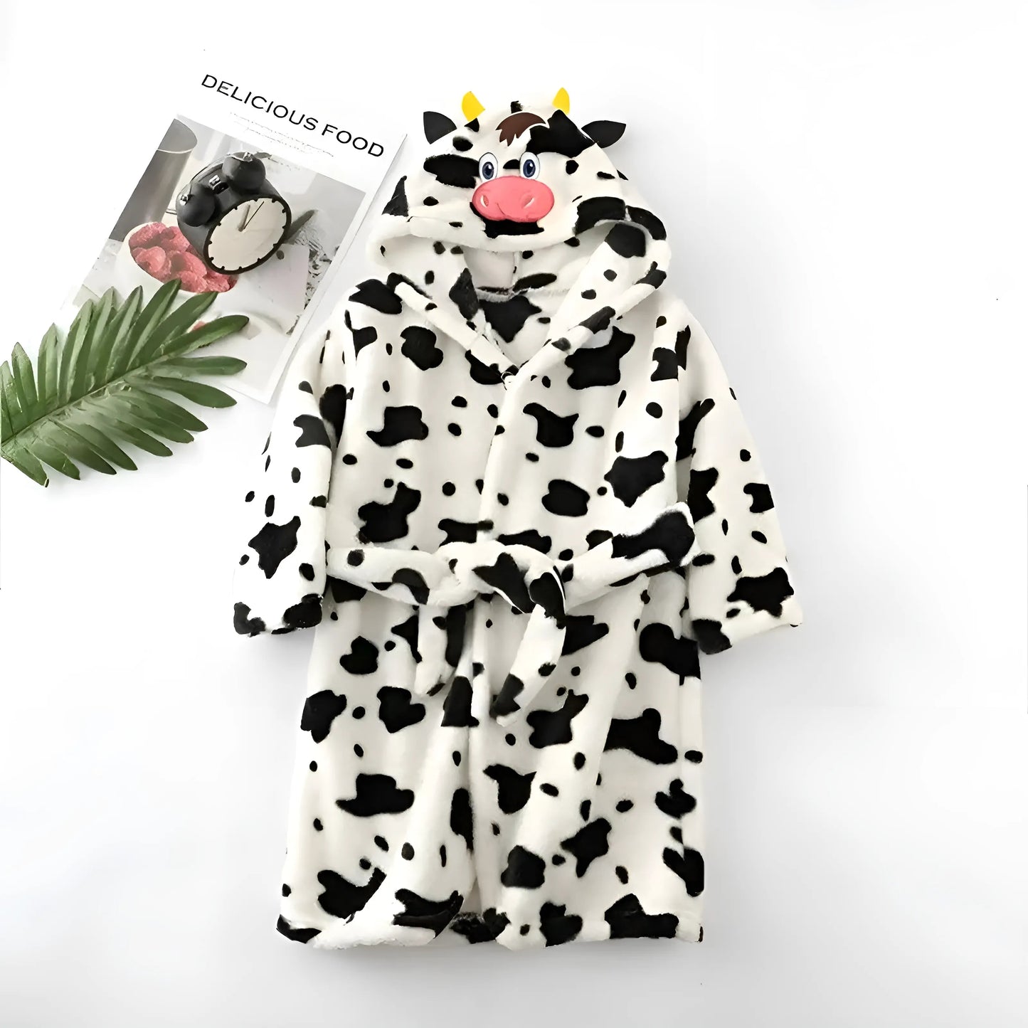 Blanc Peignoir de bain à motifs vaches pour enfants