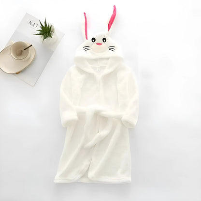 Blanc Peignoir de bain motif lapin pour enfants