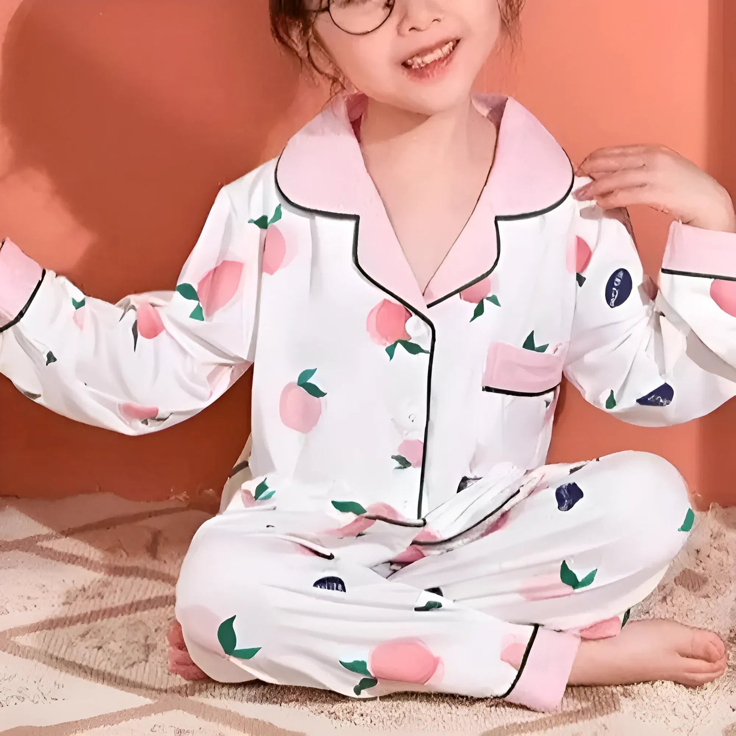 Blanc Pyjamas à manches longues pour enfants