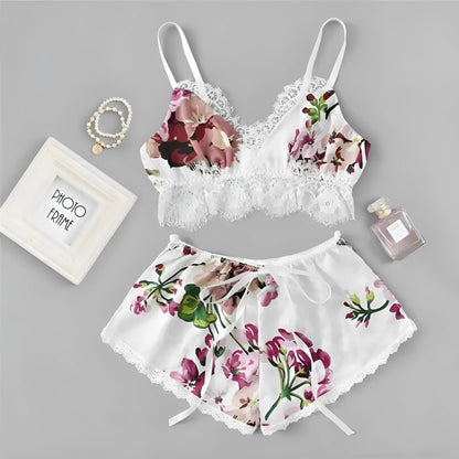 Blanc Pyjamas floraux pour femmes