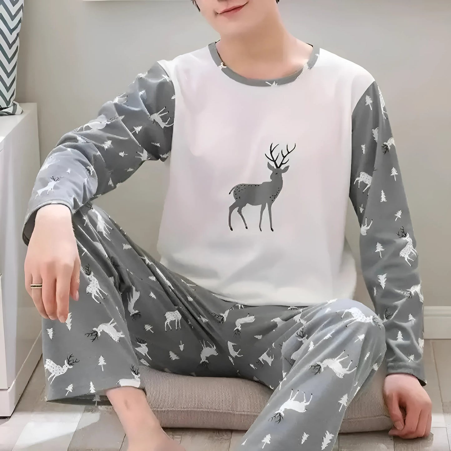 Blanc Pyjamas imprimés pour hommes