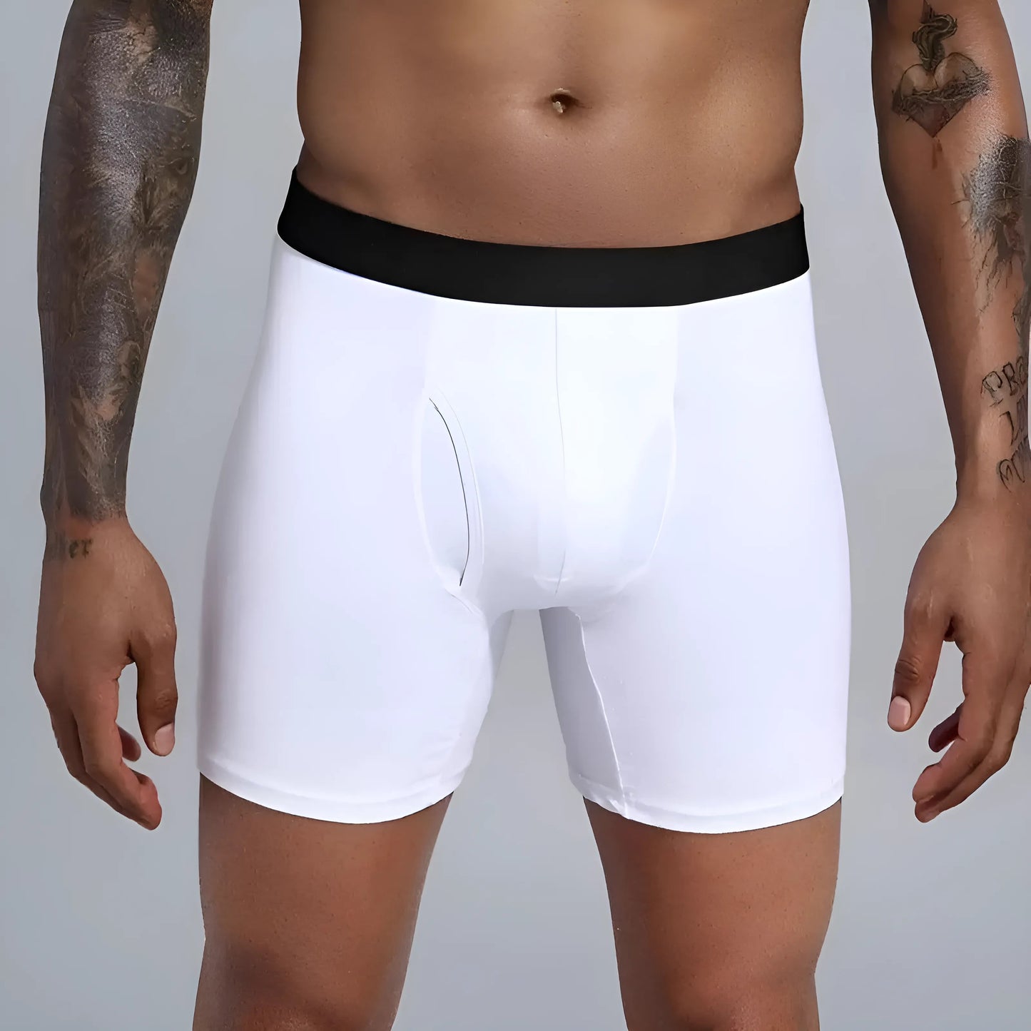 Blanc Shorts de boxeur pour hommes avec des jambes plus longues