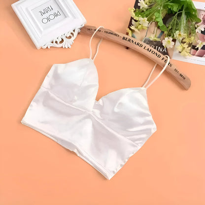 Blanc Soutien-gorge bralette en satin