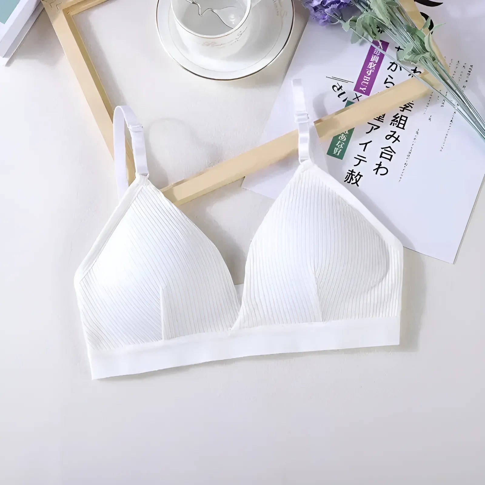 Blanc Soutien-gorge bralette rayé