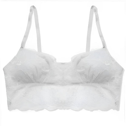 Blanc Soutien-gorge en dentelle avec bordure à volants