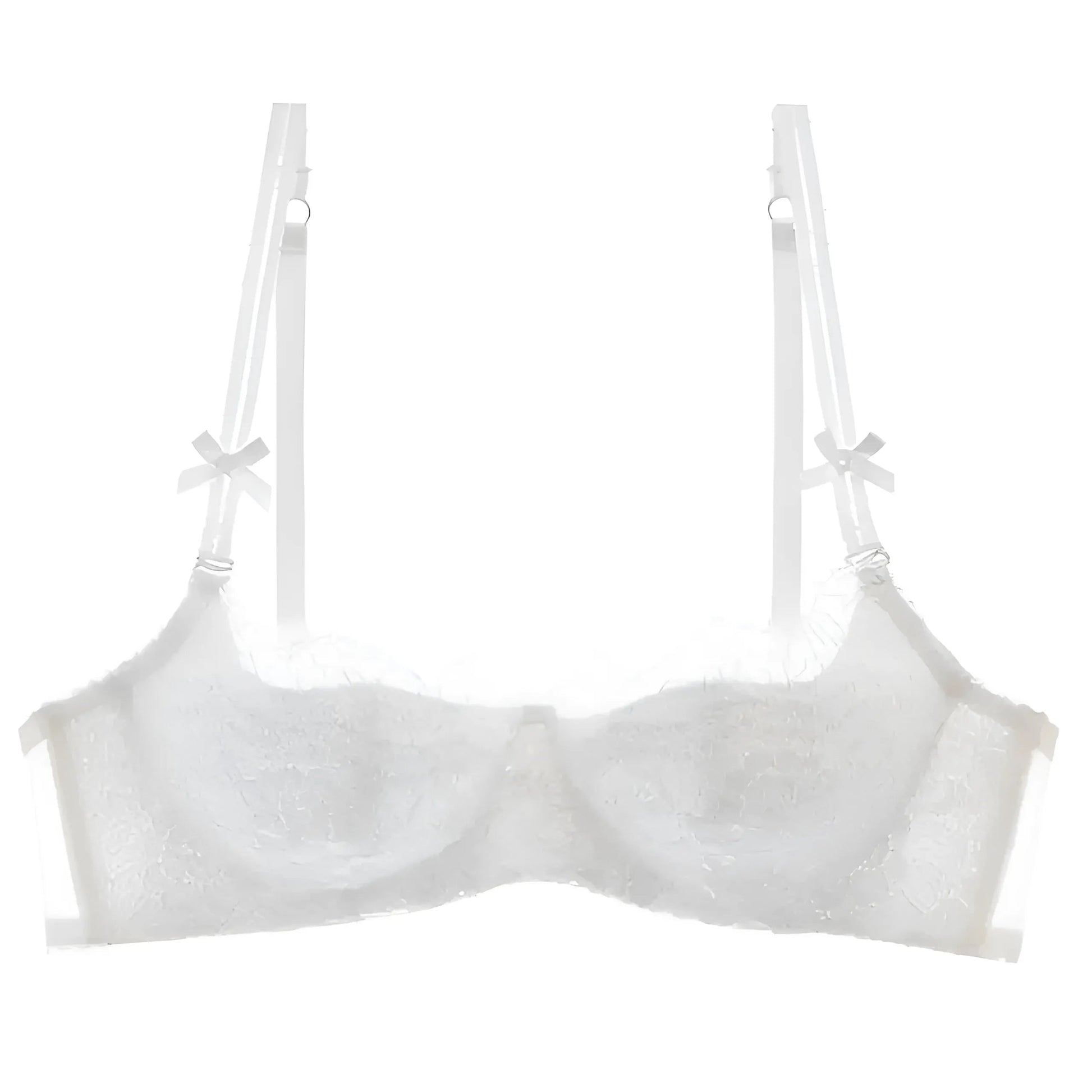 Blanc Soutien-gorge en dentelle avec des nœuds