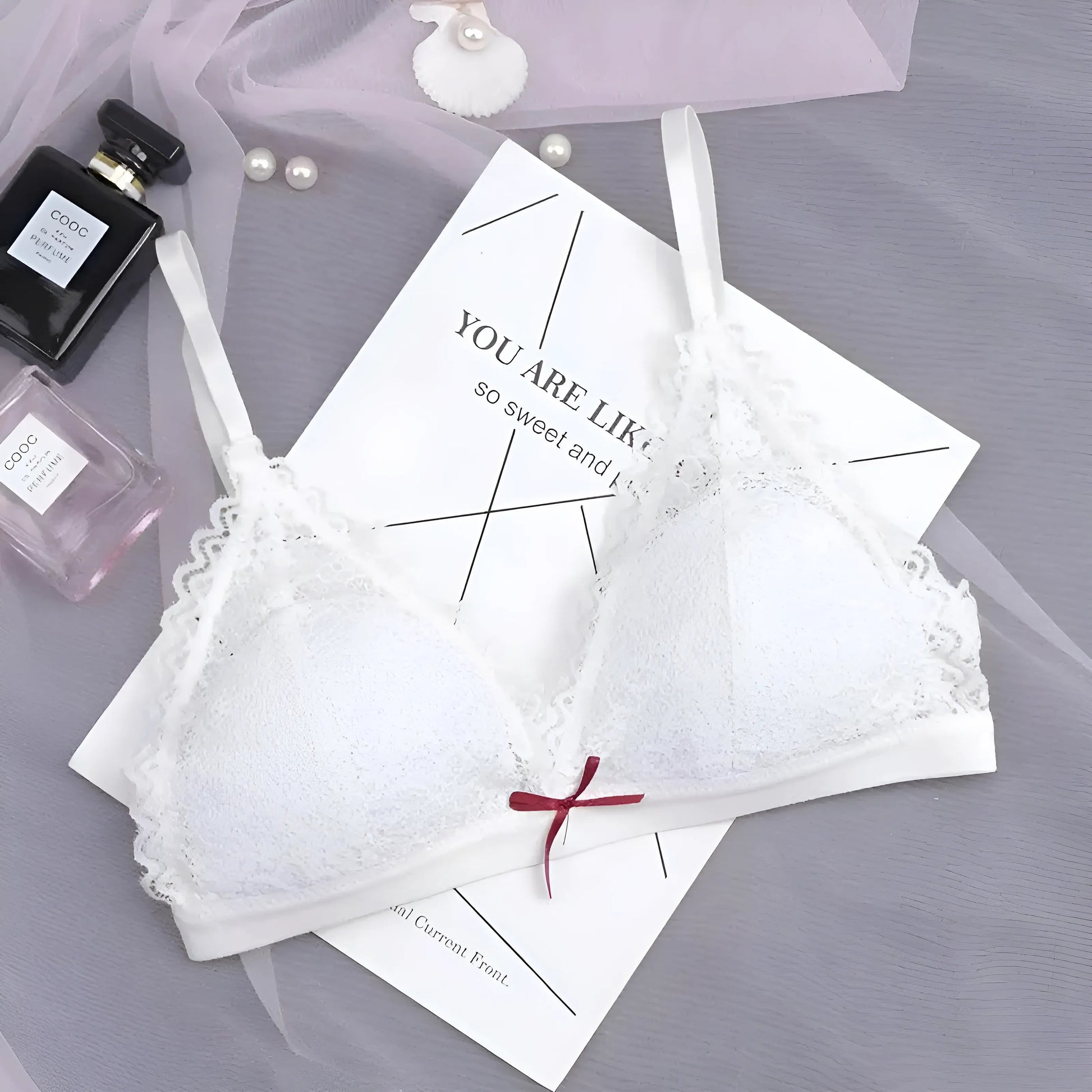 Blanc Soutien-gorge triangle en dentelle