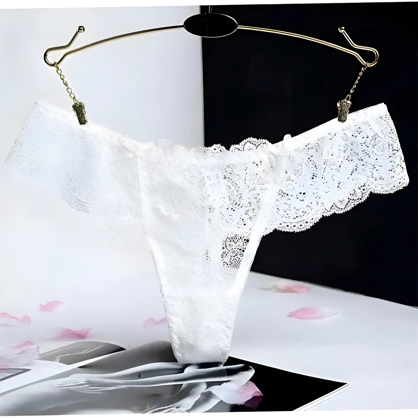 Blanc String en dentelle