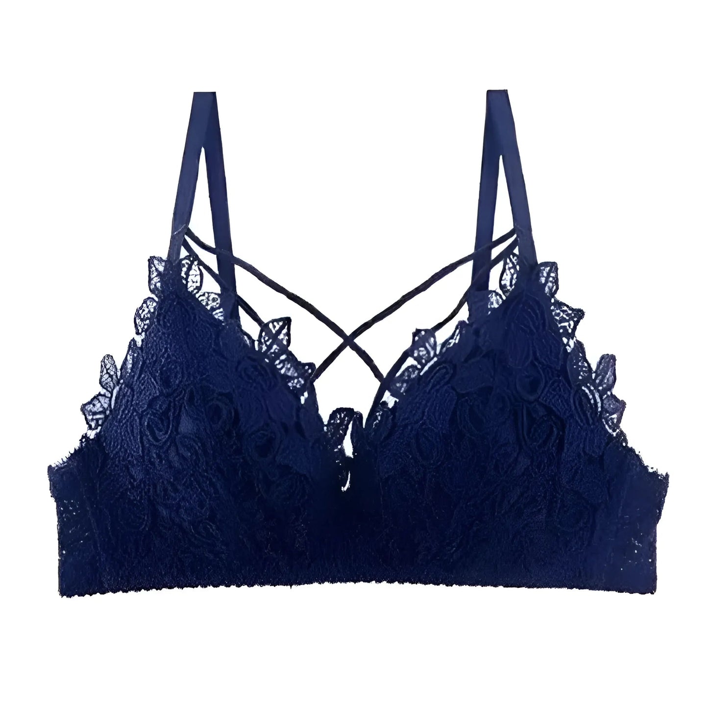 Bleu Bralette en dentelle avec des bretelles décoratives