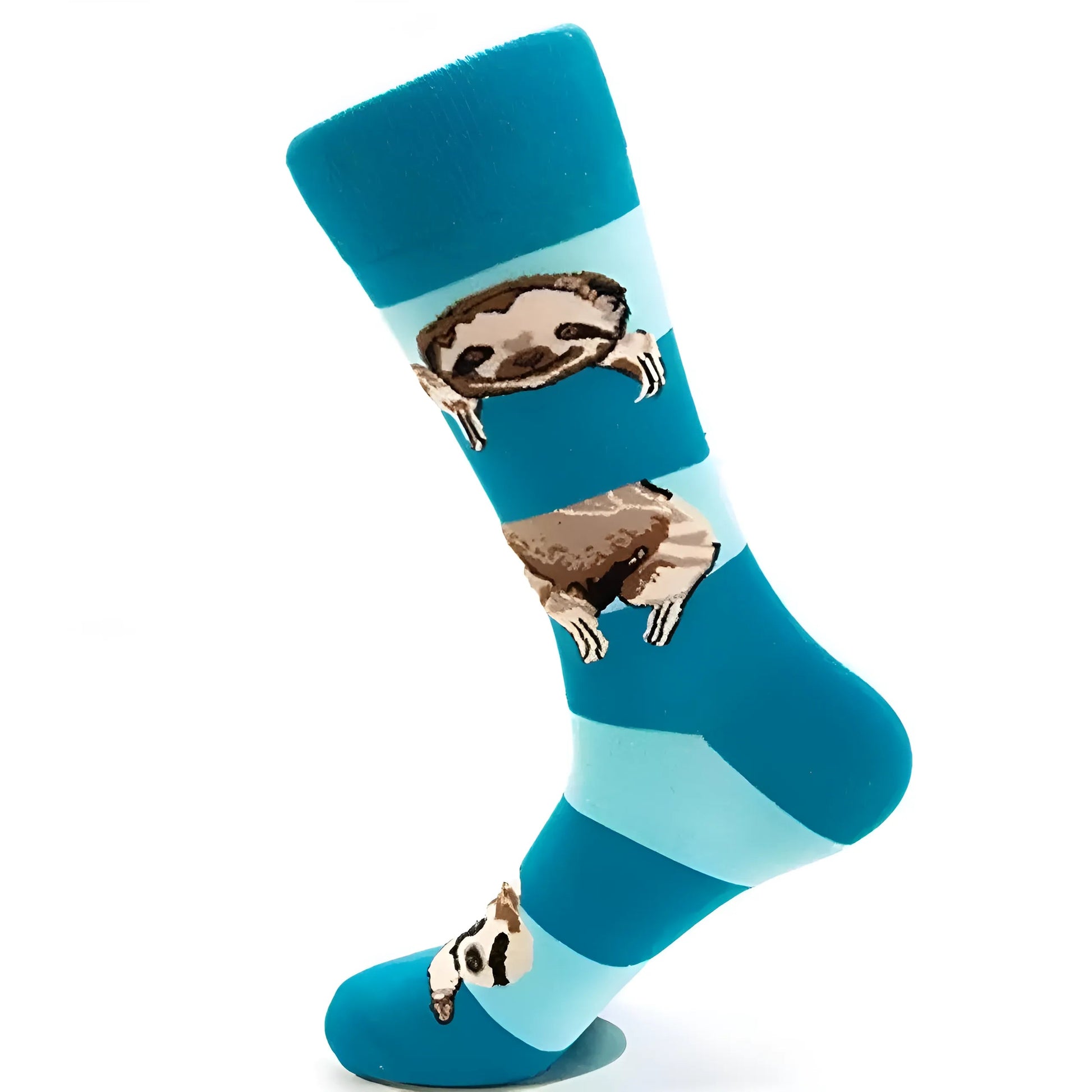 Bleu Chaussettes longues pour hommes avec design de paresseux