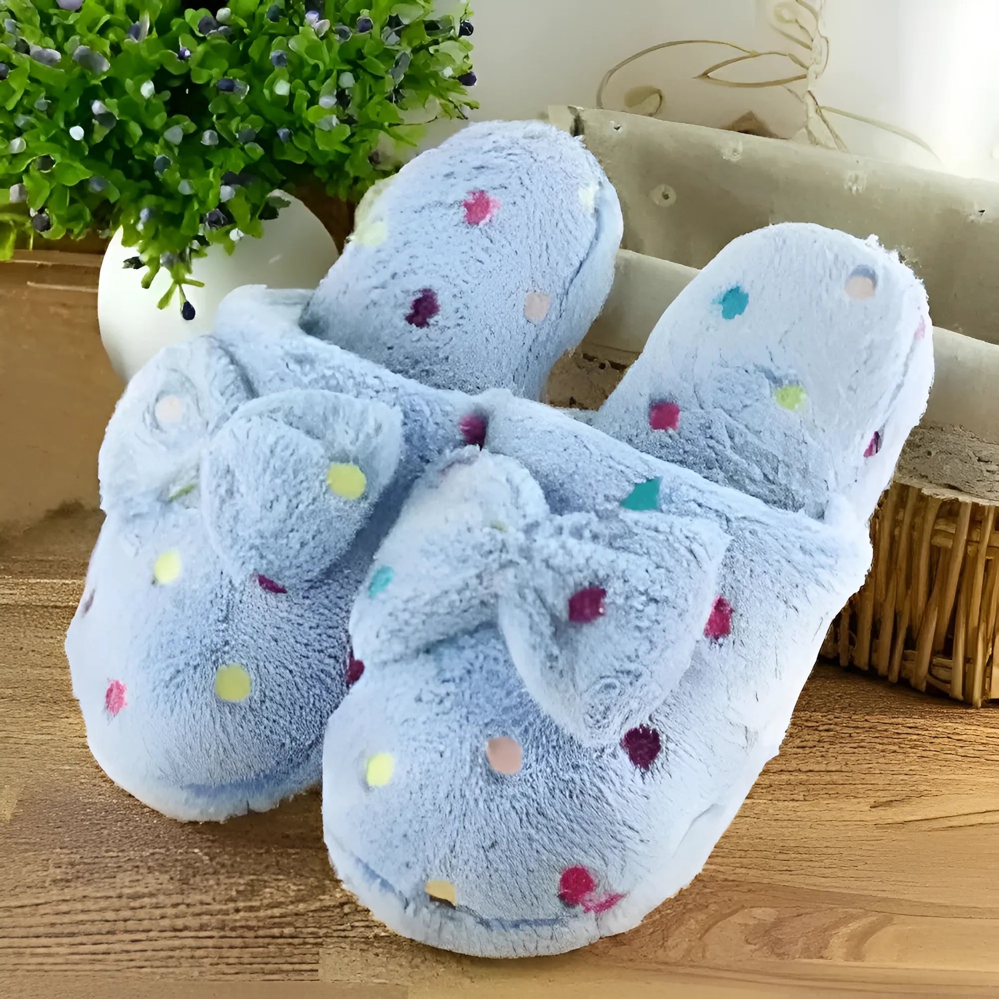 Bleu Chaussons avec nœud
